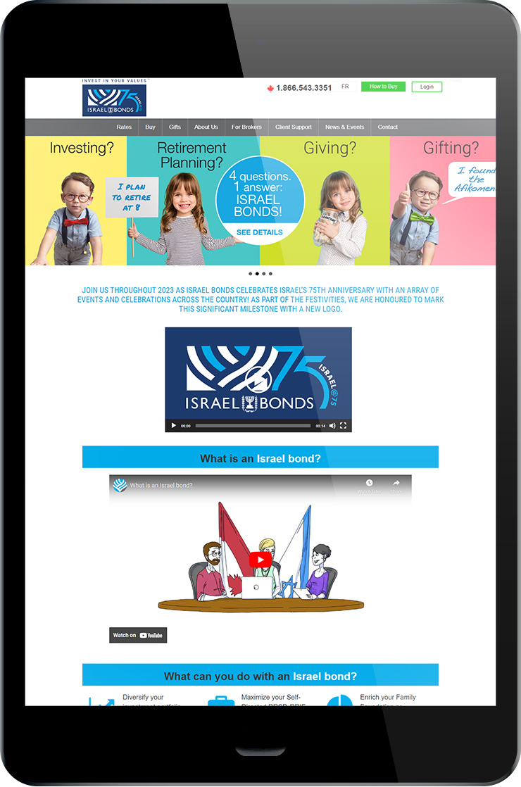 Ideum website design and development Israel Bonds Canada