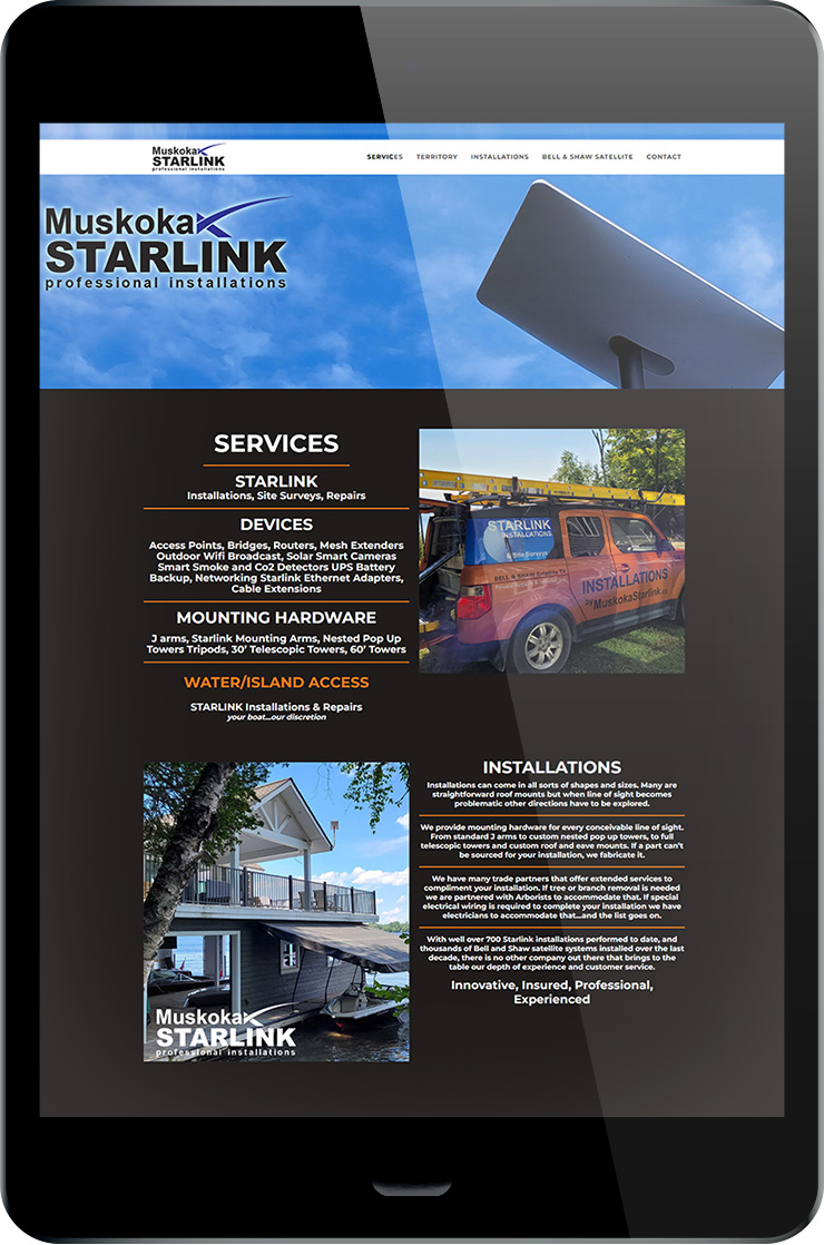Ideum website design and development Muskoka Starlink